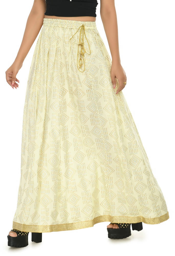 Moeza Cotton Off White Printed Lehenga Lancha for Women