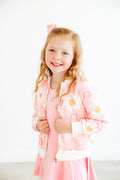 You are My Sunshine Floral Daisy Print Satin Bomber Jacket