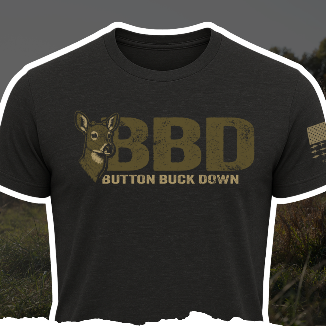 BBD Button Buck Down Unisex Graphic Tee - Black & Olive Green