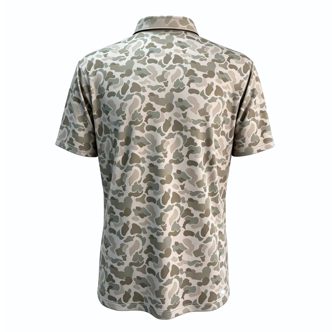 Back 9 Camo Performance Golf Polo - Lightweight Olive-Green