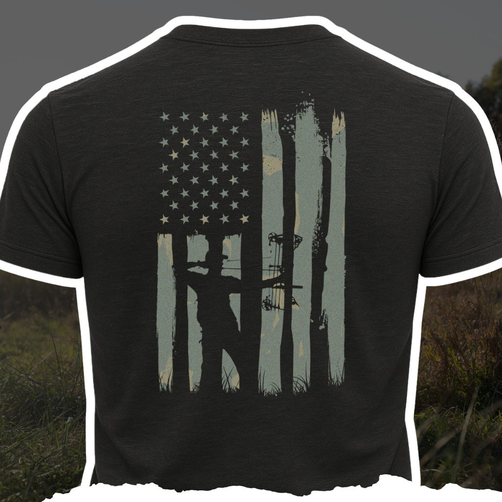 American Bowhunter unisex patriotic tee in black and grey