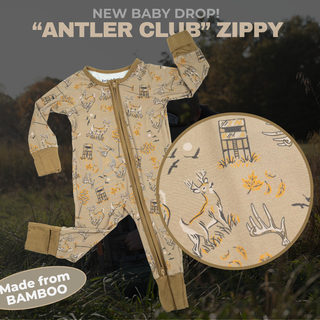 Bamboo Baby Zippy Sleep & Play - Deer Hunting Print Earth Tones