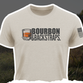 Sand colored Bourbon & Backstraps unisex graphic tee from Smoked 'Em Apparel