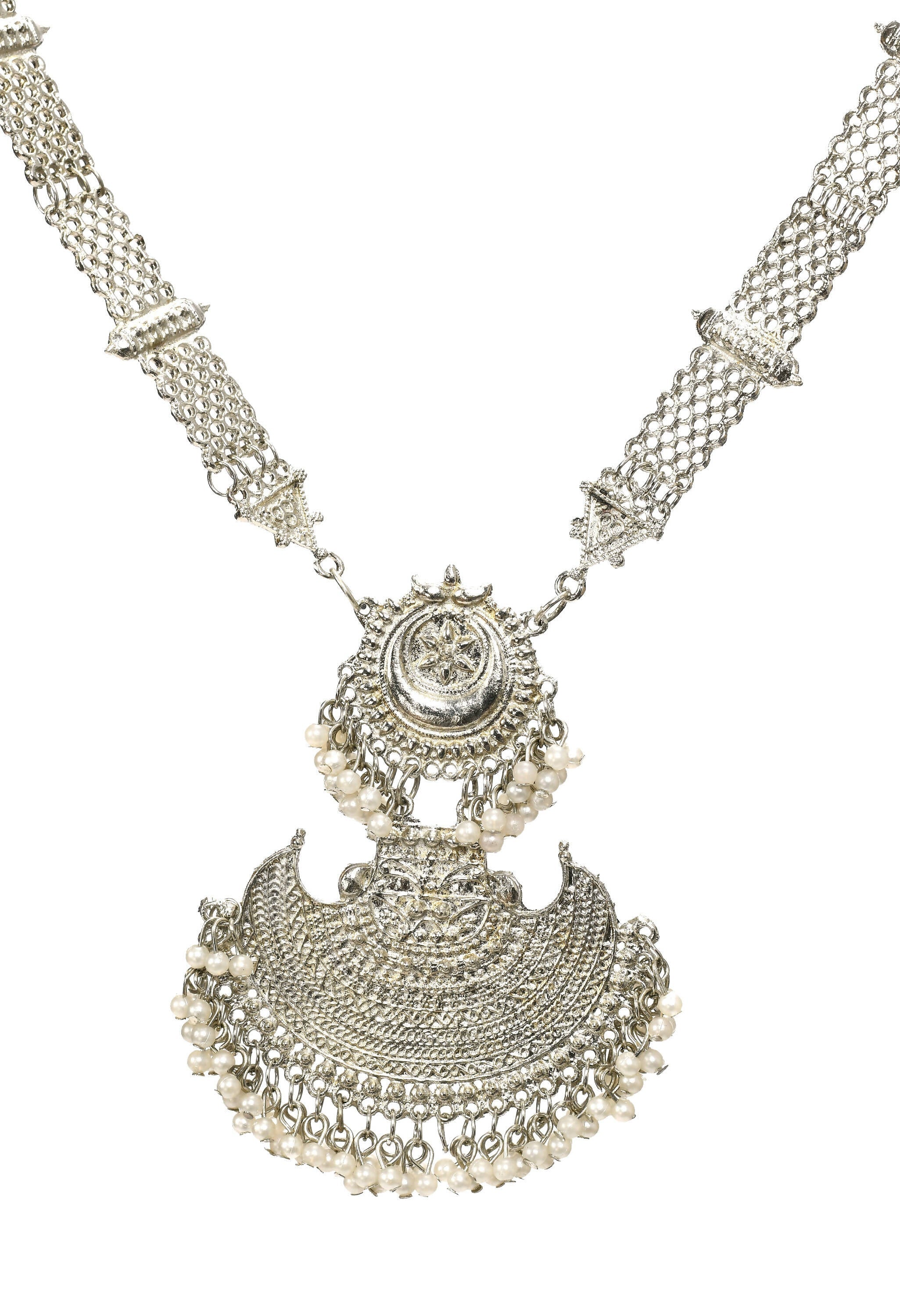 Silver-Plated Brass Rani Haar Statement Necklace for Women