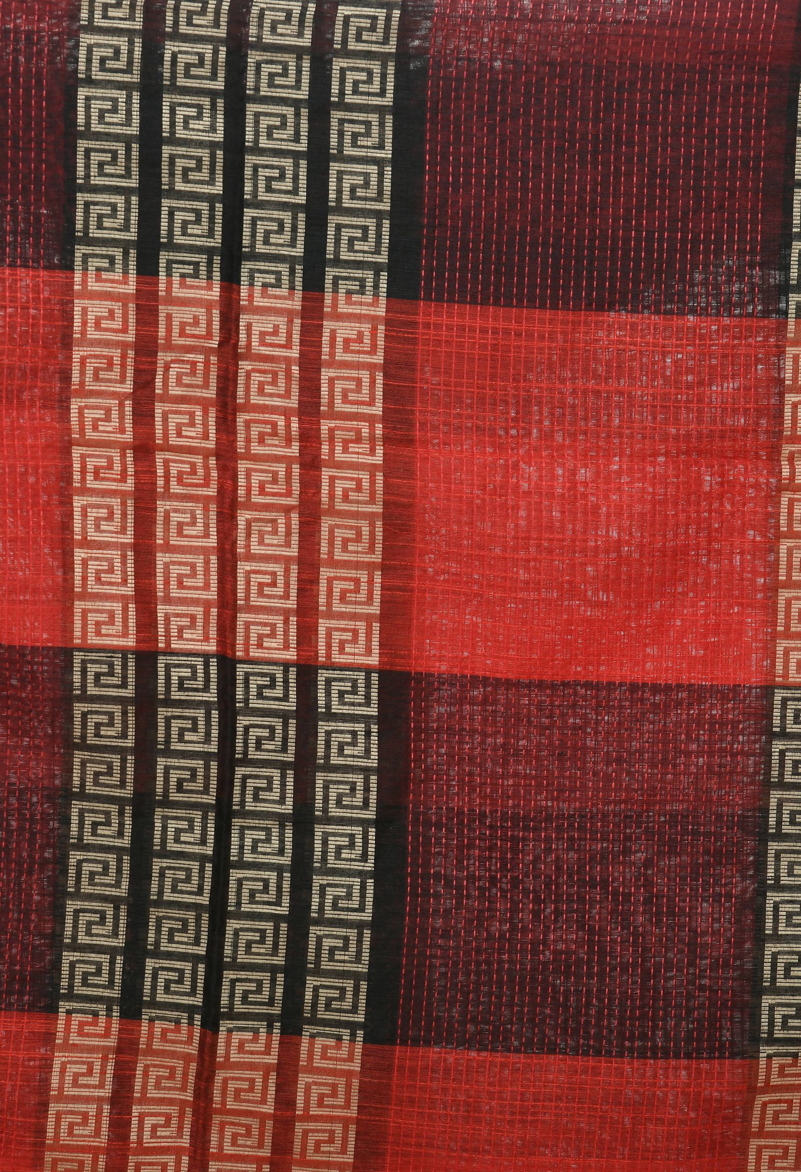 Red Tone Handloom Cotton Dupatta - Soft Ethnic Stole