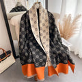 Luxury Floral Winter Poncho and Cashmere Scarf Set