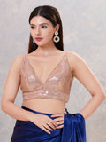 Rose-Gold sequin party wear stitched blouse for women