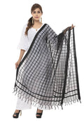 Solid black Kota Cotton square dupatta, soft texture and lightweight fabric