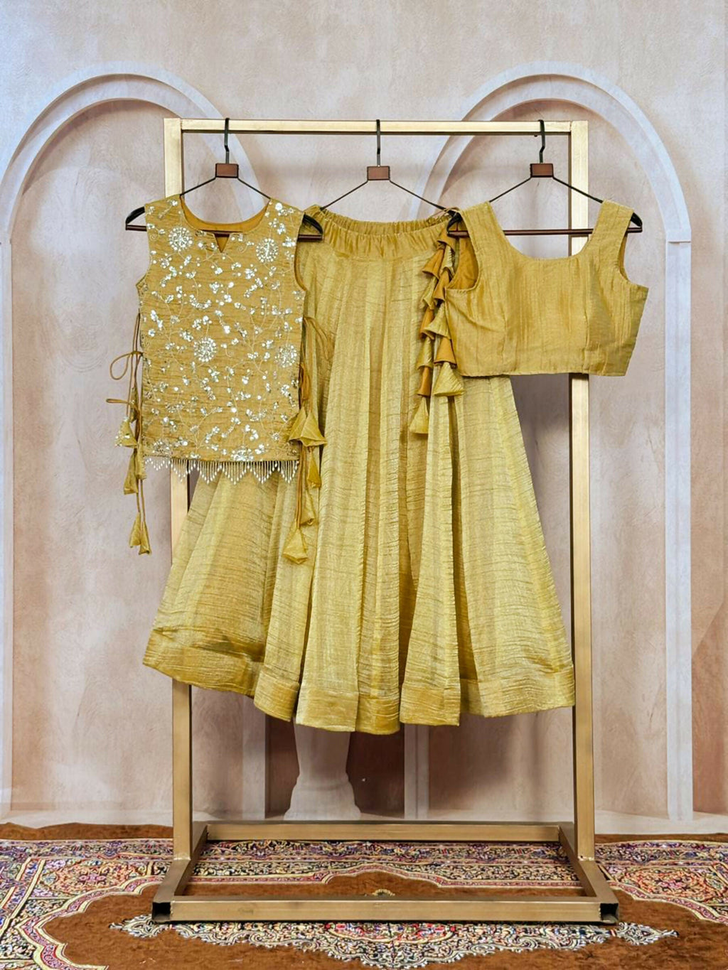 Yellow Salsa Crush Lehenga Choli with Matching Koti