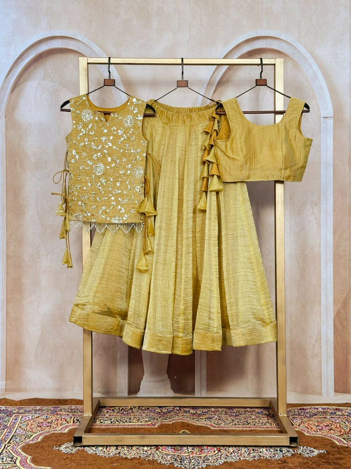 Yellow Salsa Crush Lehenga Choli with Matching Koti