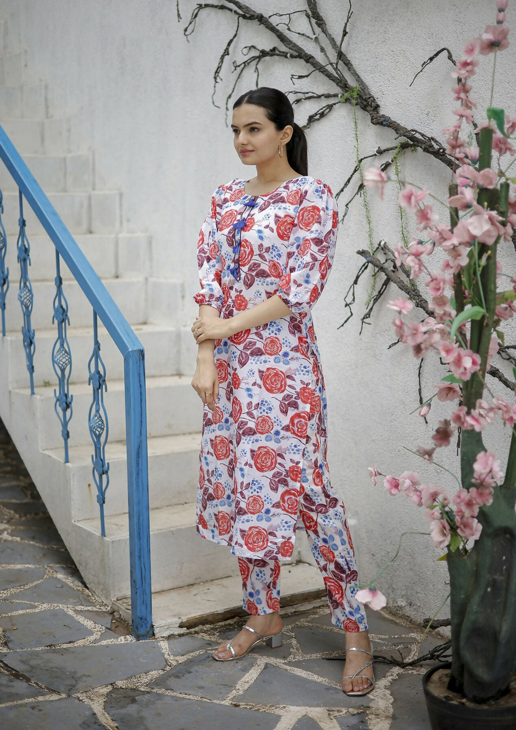 Women's Multicolor Pure Muslin Digital Printed A-Line Kurta Set