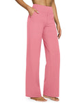 G4Free Yoga Pants Women Wide Leg Pants with Pockets High Waist Stretch Dress Casual Sweatpants Petite/Regular/Tall 29" Inseam XX-Large Pink