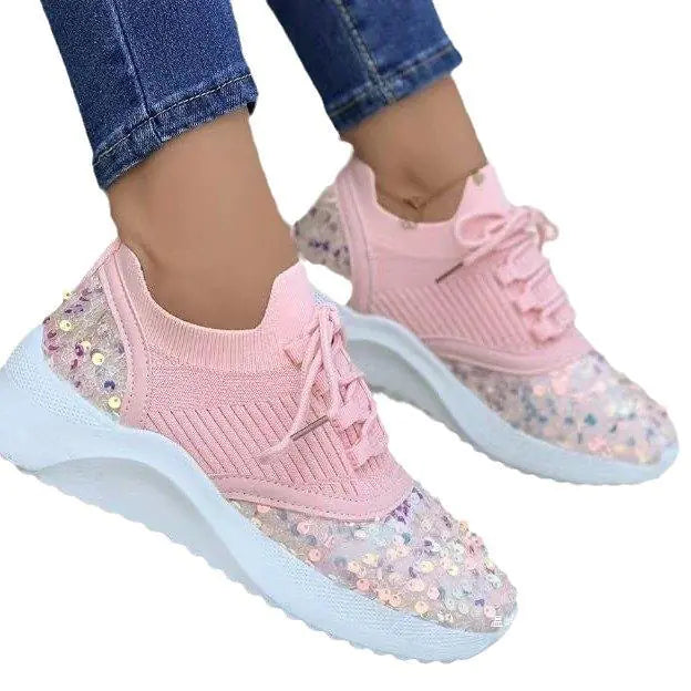 Women Breathable Sequin Knit Sneakers for Daily Comfort - Image 28