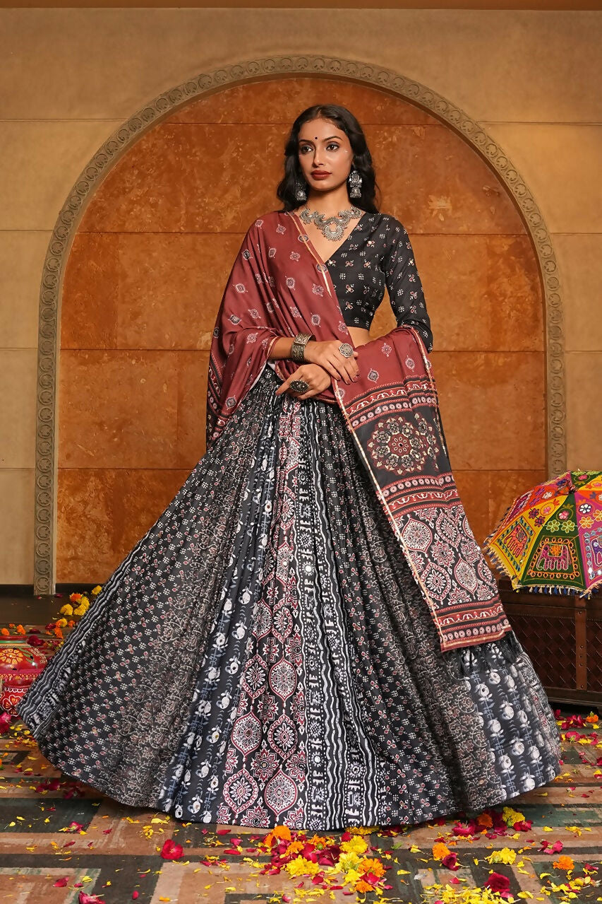 Black Crepe Designer Lehenga Choli for Navratri Wear