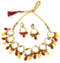 Elegant Kundan stone necklace set with gold plated finish