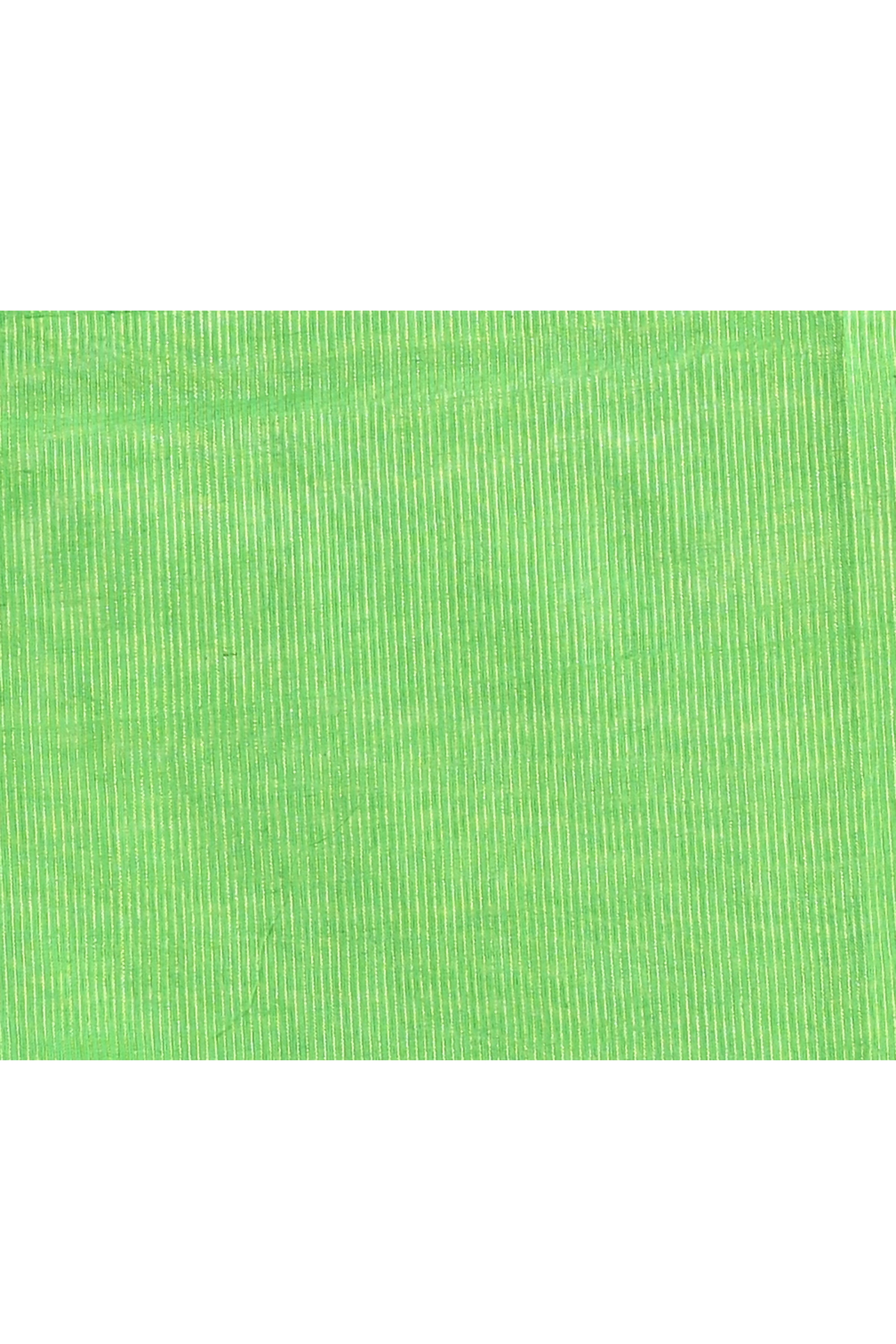 Green Embellished Cotton Blend Zari Check Handloom Saree