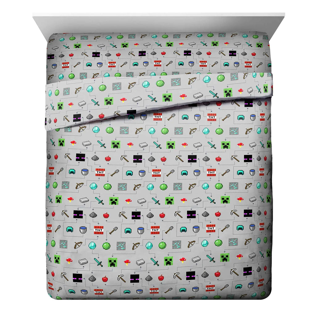 Jay Franco Minecraft Monster Hunters Queen Sheet Set - 4 Piece Set Super Soft and Cozy Kid’s Bedding Features Creepers - Fade Resistant Microfiber Sheets (Official Minecraft Product)