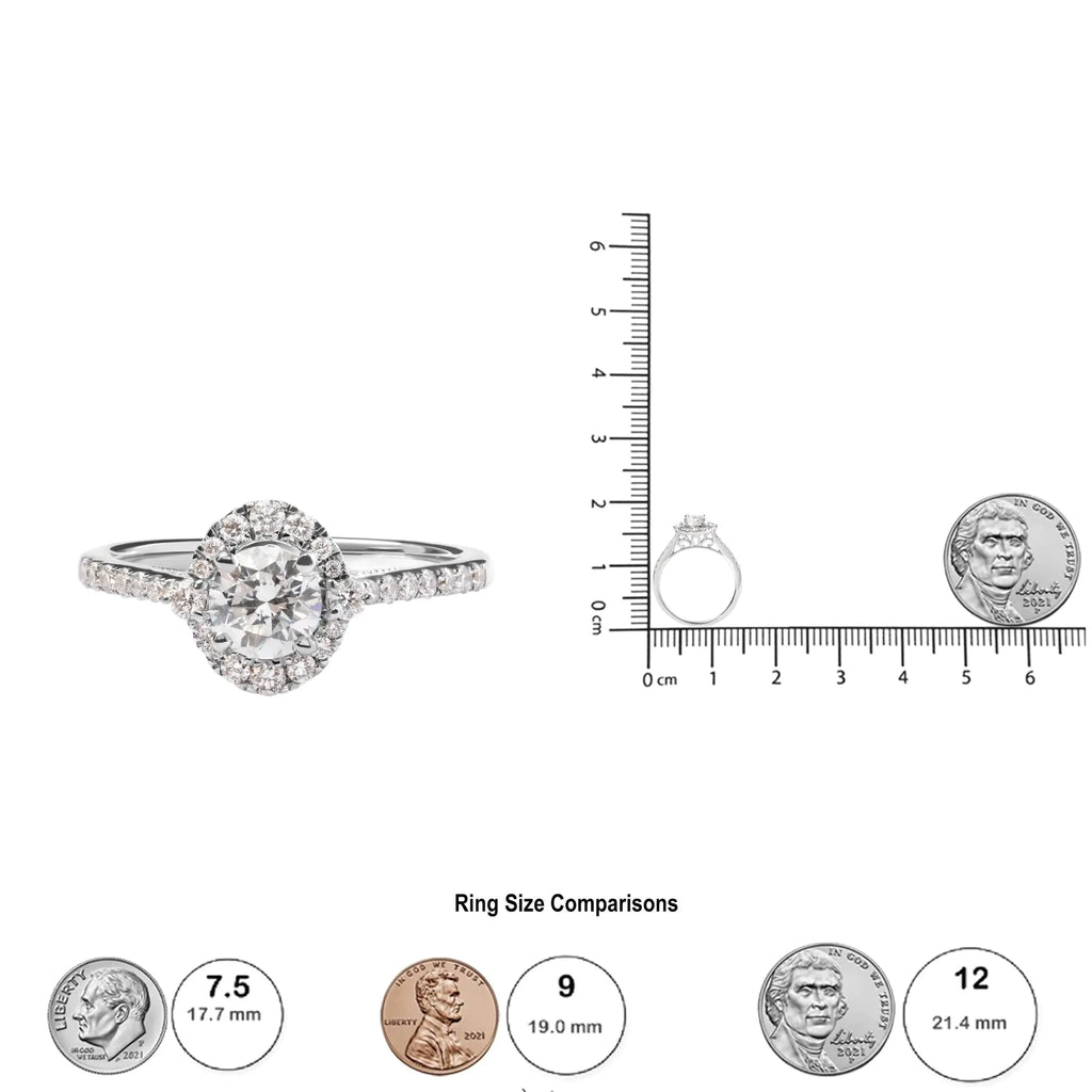GIA Certified 14k White Gold 4/5 Cttw Diamond Halo Engagement Ring (G-H Color, SI1-SI2 Clarity)