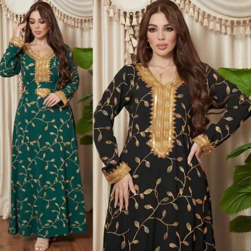 Arab Dubai Embroidery Applique Muslim Dinner Robe