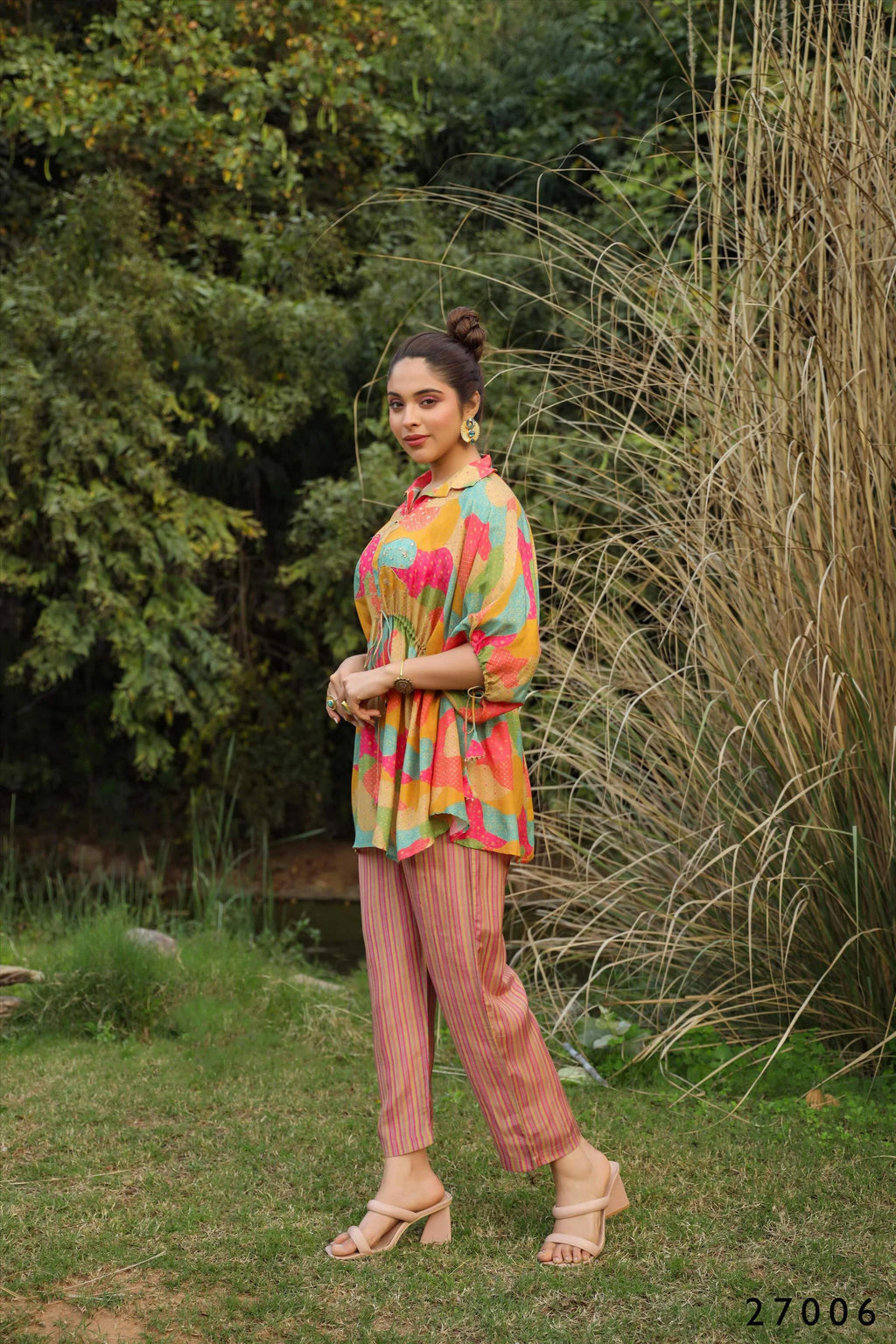Anya Women's Casual Multi Print Mull Cotton Co-ord Set