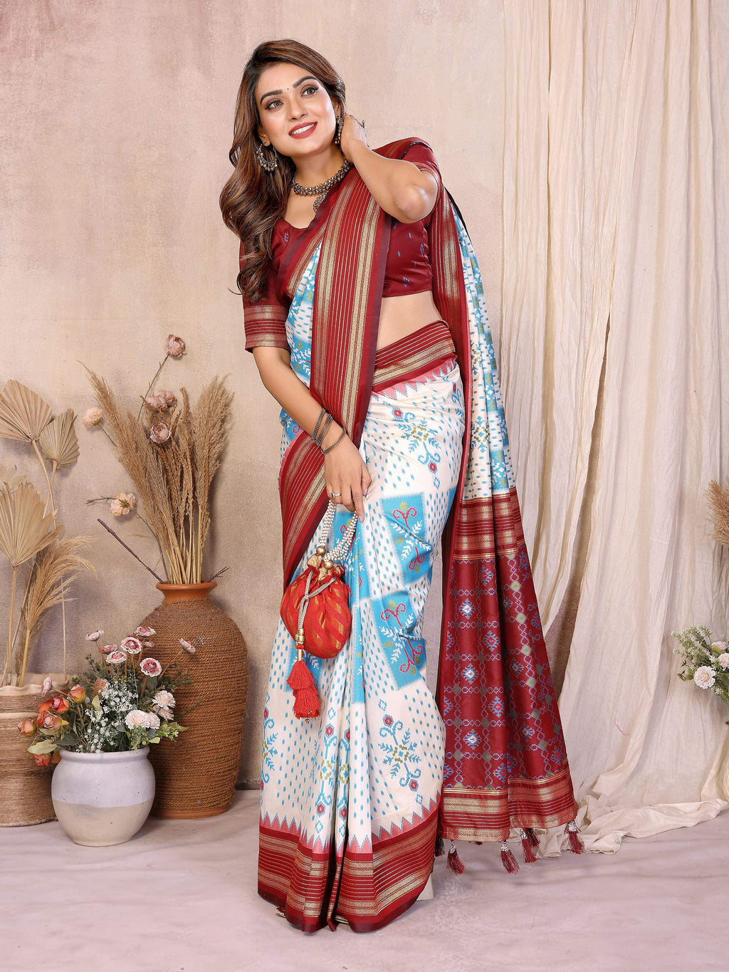White Soft Silk Saree with Elegant Weaving Detail