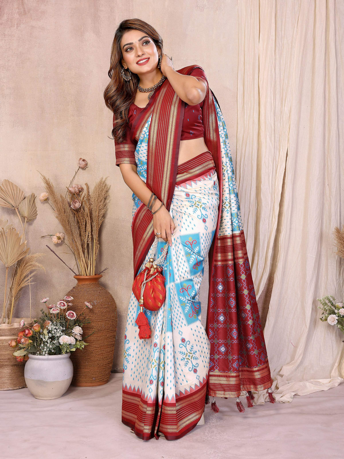 White Soft Silk Saree with Elegant Weaving Detail