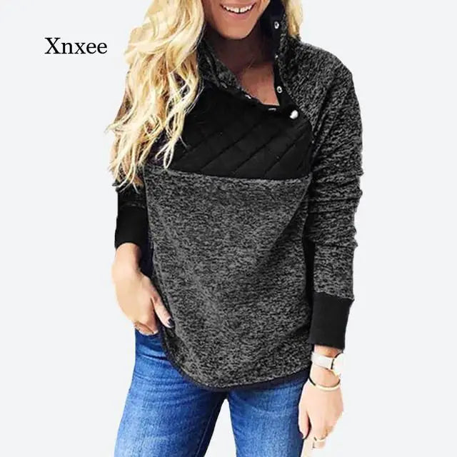 Women's Sherpa Pullover Hoodie Quilted Detail Autumn Winter