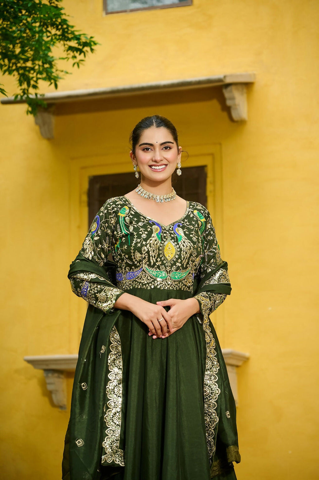 Joban Fashion Green Silk Sequence Embroidery Work Kurta Set