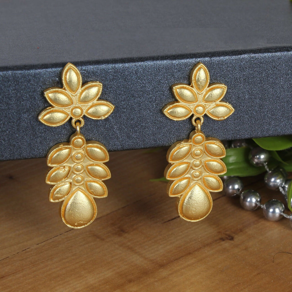 Matte Gold Brass Statement Earrings for Elegant Occasions