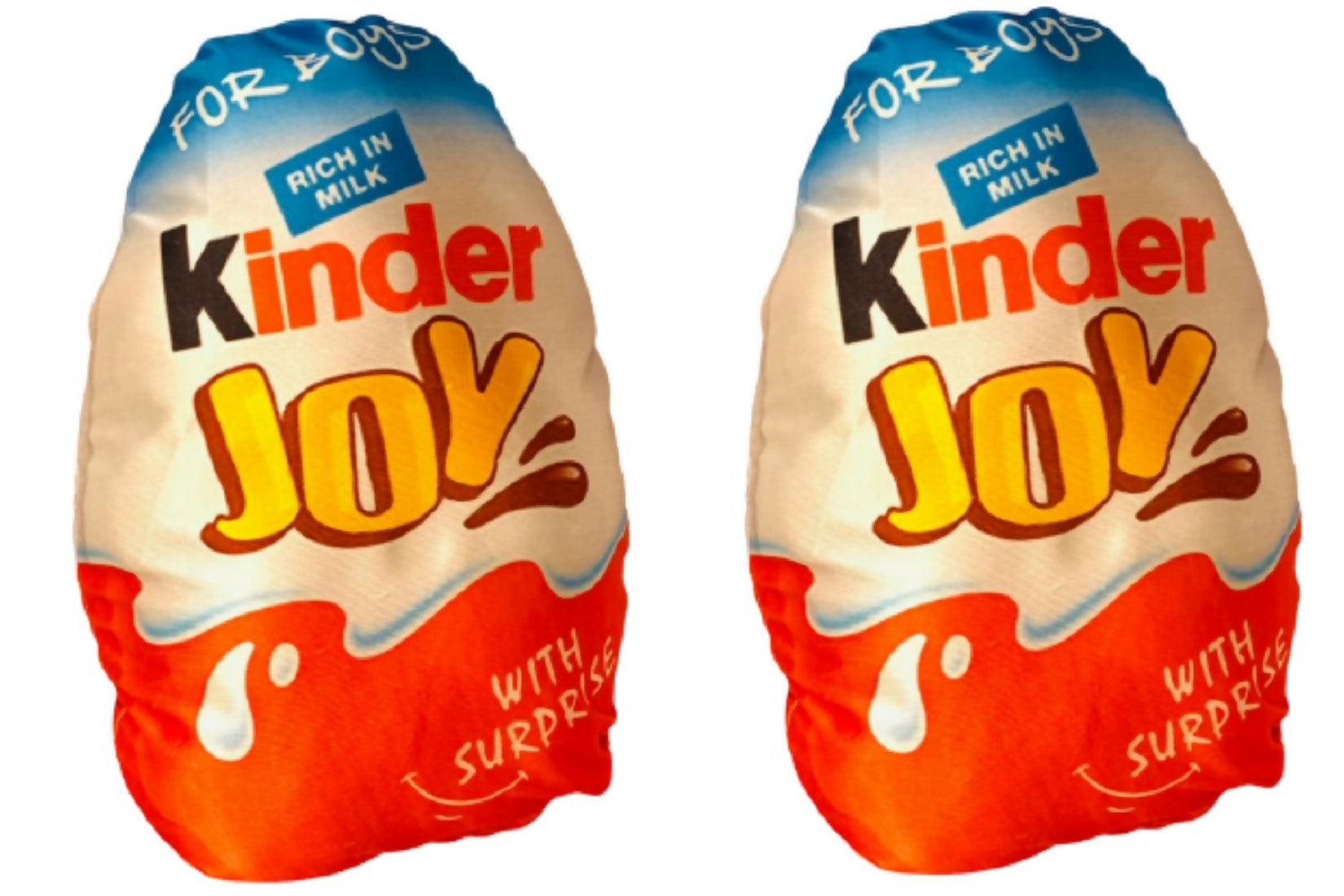 Set of two Kinder Joy themed reversible throw pillows for kids