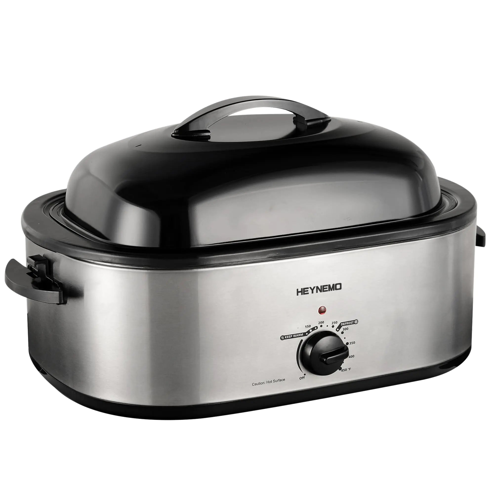 Roaster Oven 20Qt Turkey Roaster Oven Buffet with Self-Basting Lid 1450W Electric Roaster Oven with Cool-Touch Handles Stainless Steel Roaster Oven with Removable Pan and Rack Silver