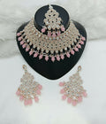 Joban Fashion Women Pink Stone Work Necklace Set
