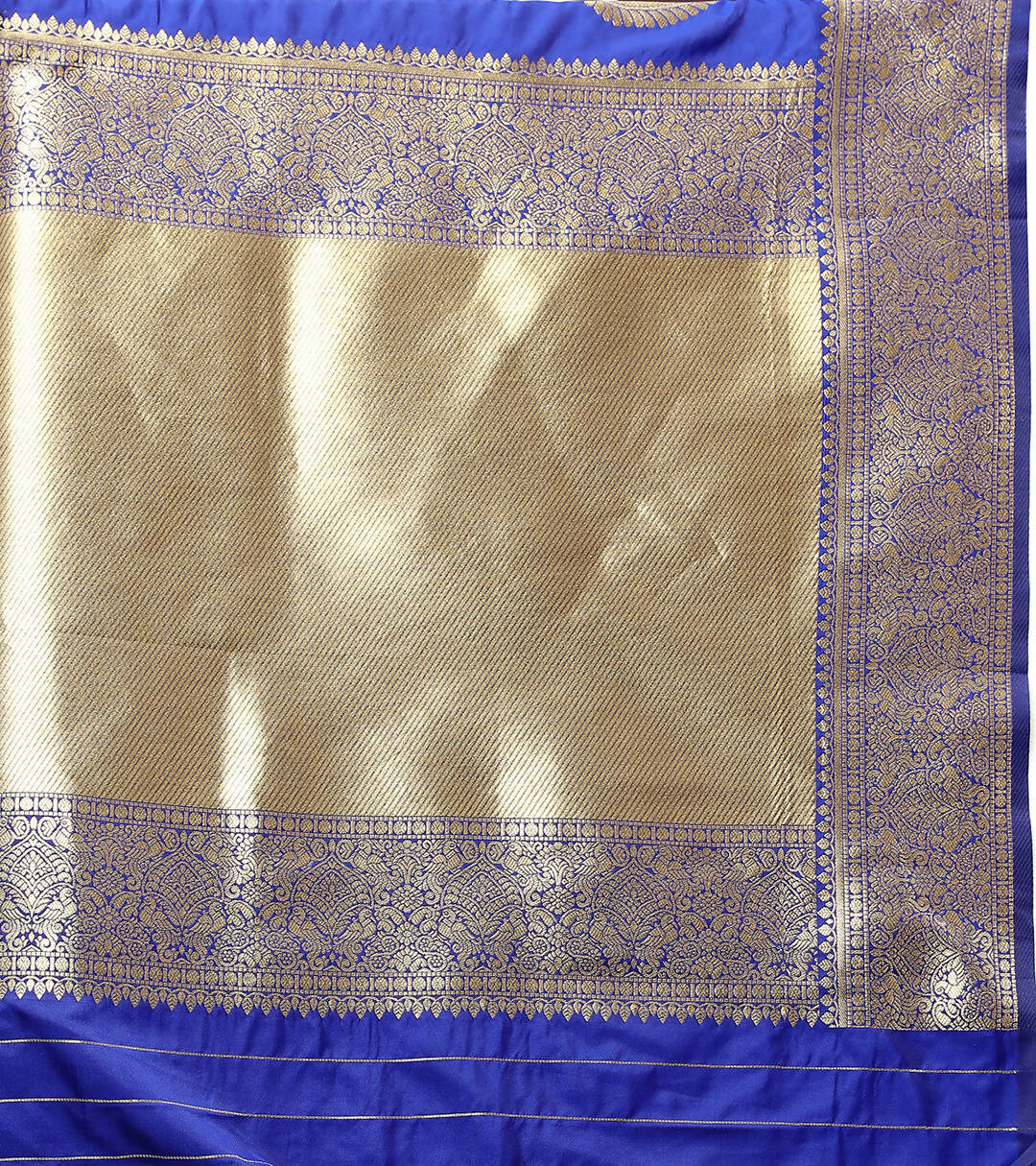 Blue Soft Silk Saree with Traditional Gold Zari Weaving Design