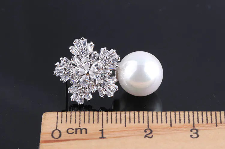 Luxury Snowflake Pearl Zircon Necklace Set in 925 Silver