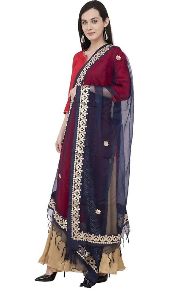 Navy Blue Organza Gotta Patti Dupatta for Festive Wear