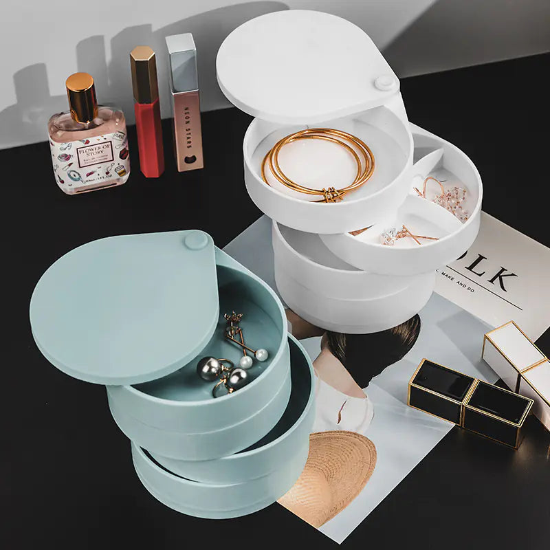 Earring Storage Box with Rotating Display Rack