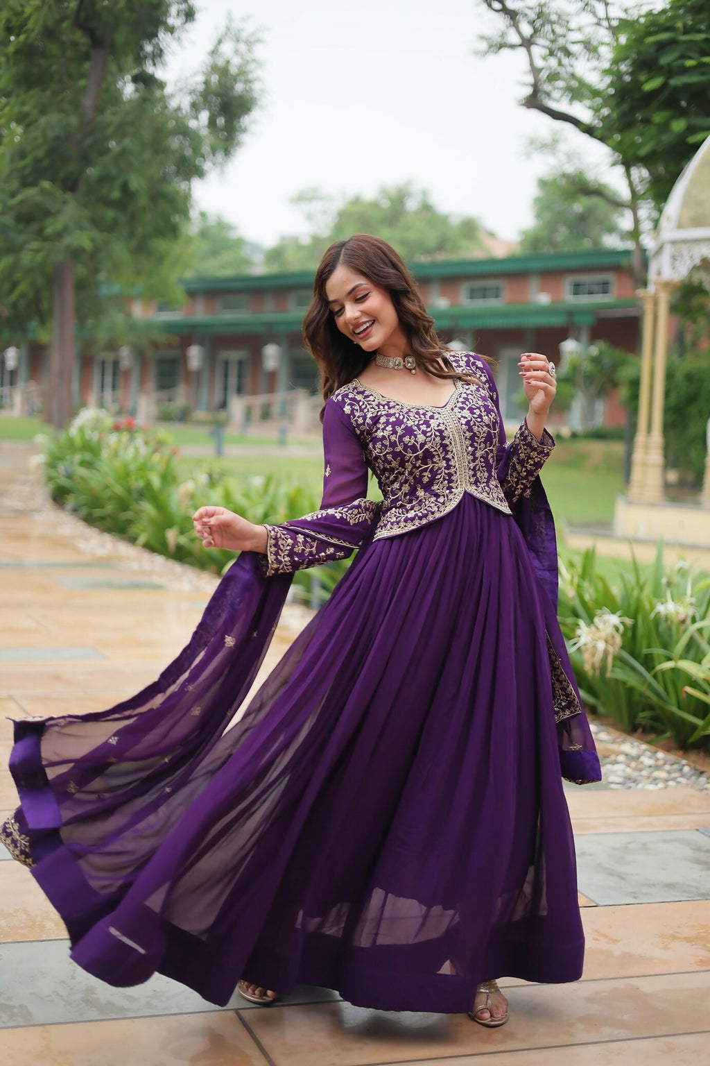 Purple Georgette Kurta Set with Sequence Embroidery