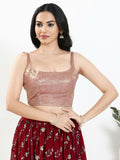 Rose Gold velvet sleeveless blouse with a square neck and padded fit