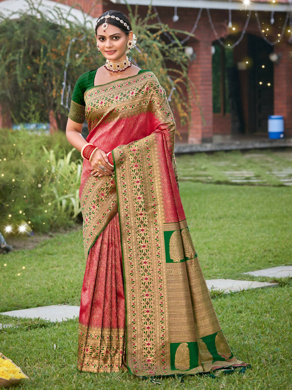 Shree Shyam Fashion Banarasi Silk Pink Saree