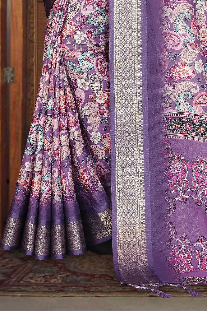 Heavy Rich Cotton Silk Digital Print and Jacquard Saree
