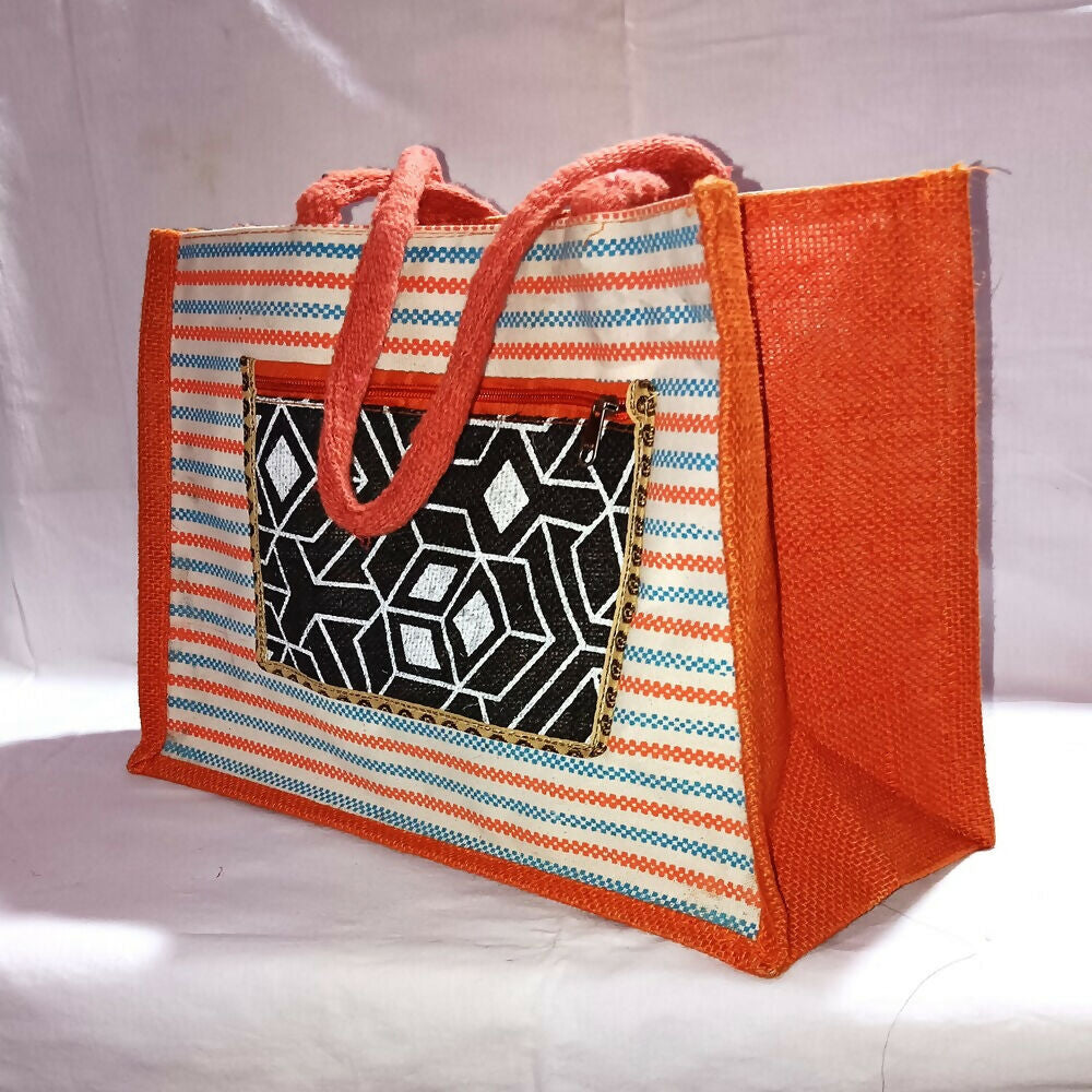 Eco-Friendly Jute Ladies Fashion Bags Combo - Striped Boho Set