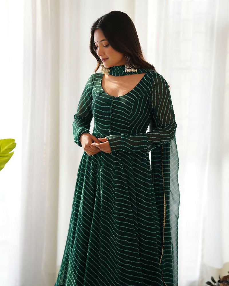 Green Georgette Kurta Set with Sequin Embroidery Work