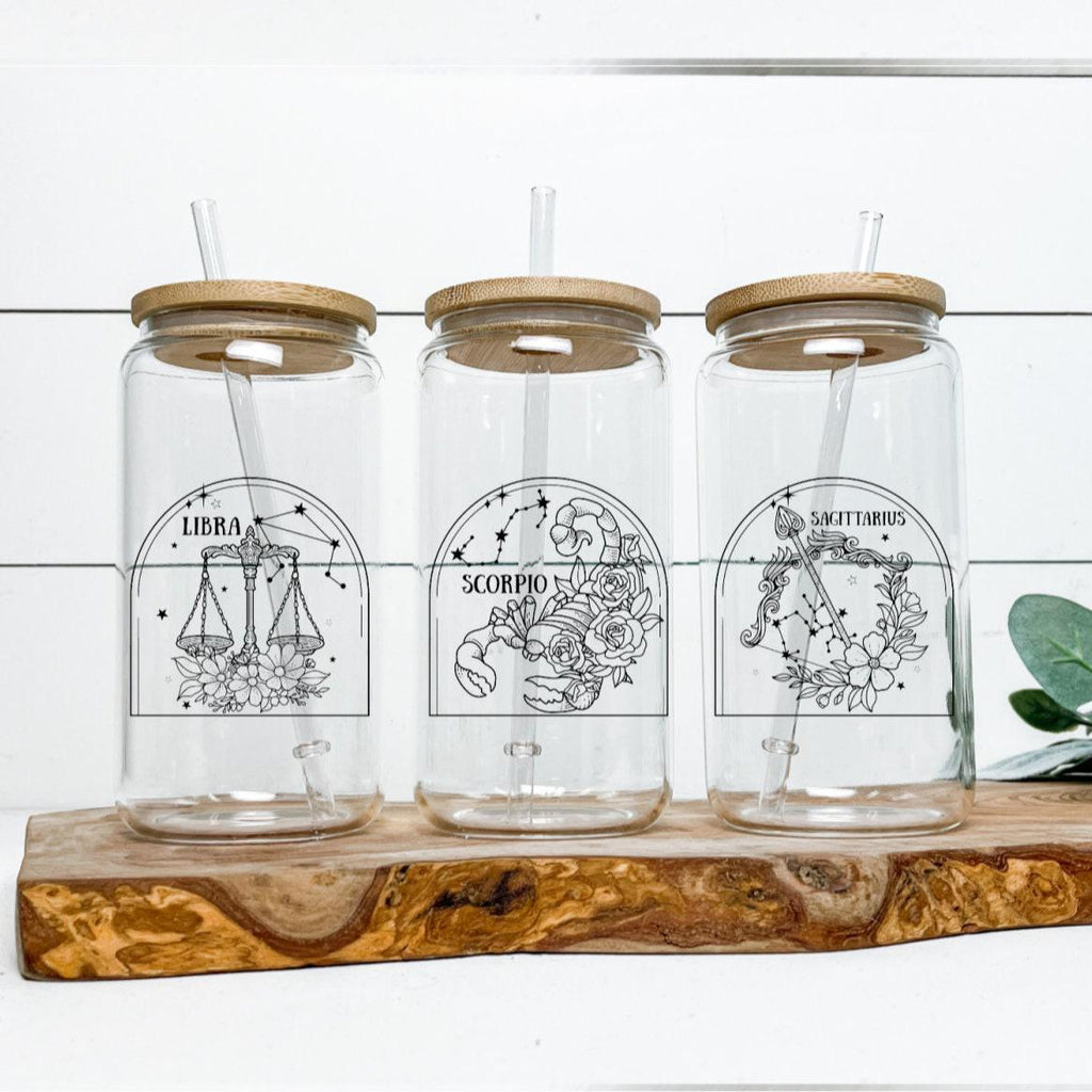 Zodiac Glass Cup with TWO signs