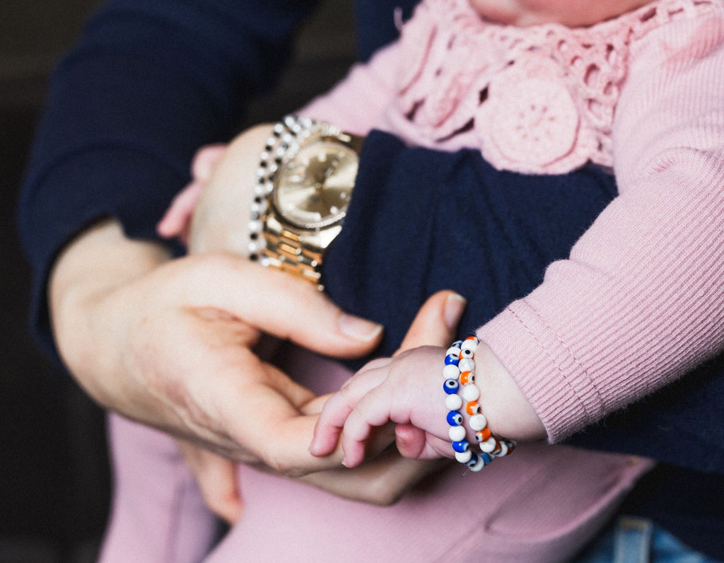 Zoe & Me “The Whimsy” 10k Gold, Howlite Evil Eye Mother/Daughter Bracelet
