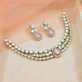 Joban Fashion Copper Peach Moissanite Necklace Set
