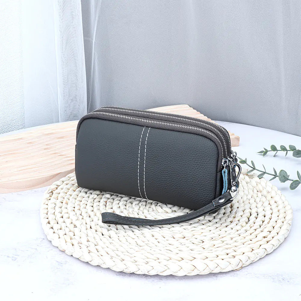 Genuine Leather Large Capacity Zipper Wallet for Women