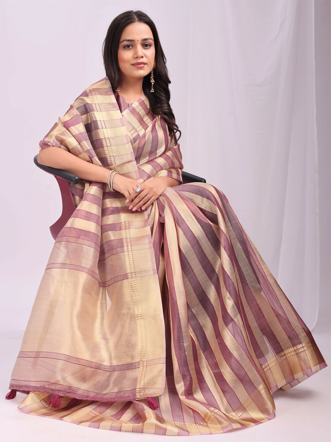 Shree Shyam Fashion Organza Purple Saree