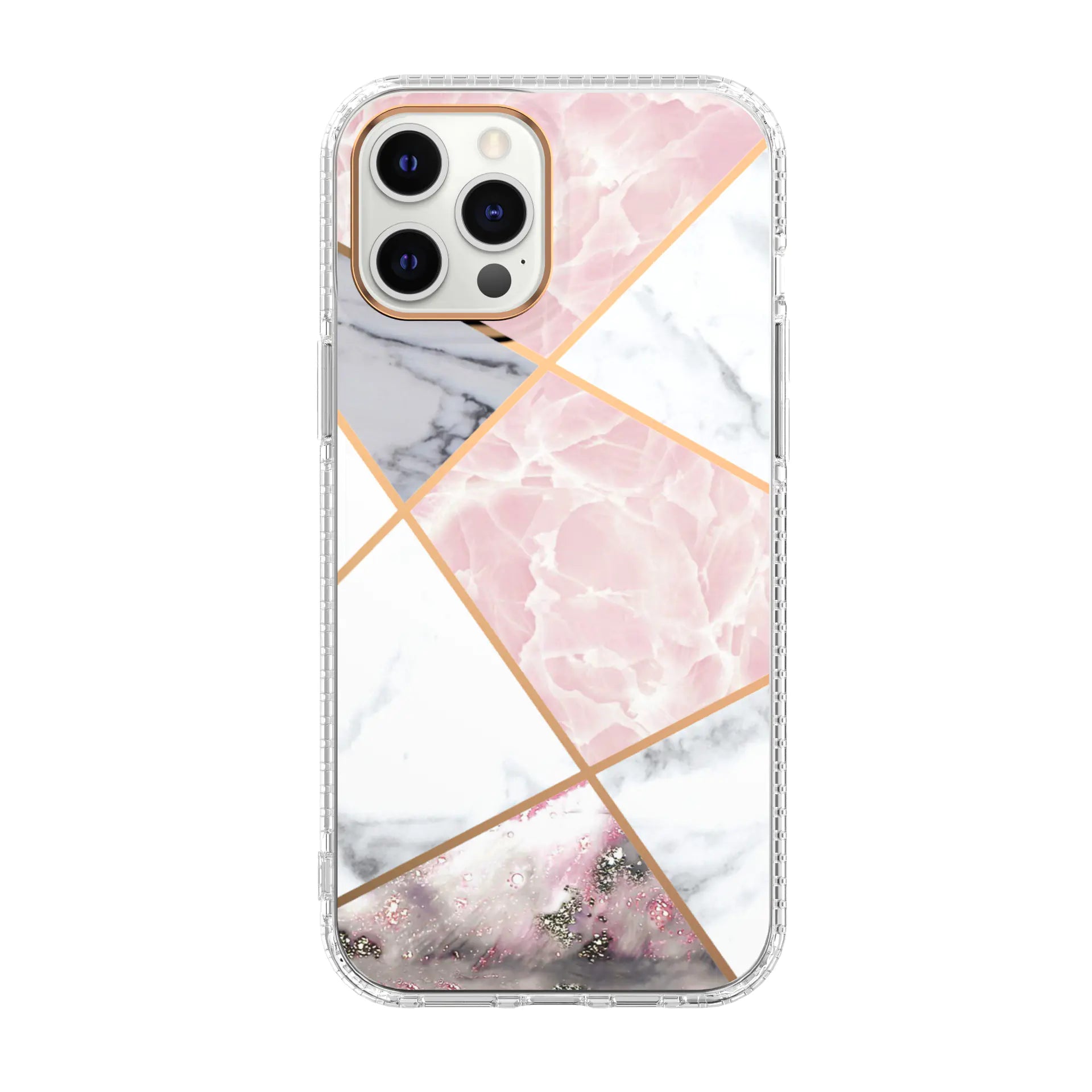 Mosaic Marble Pattern Floral Transparent Phone Case