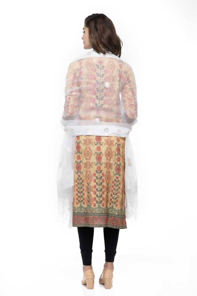 White Organza Gota Flower Dupatta for Wedding Occasions