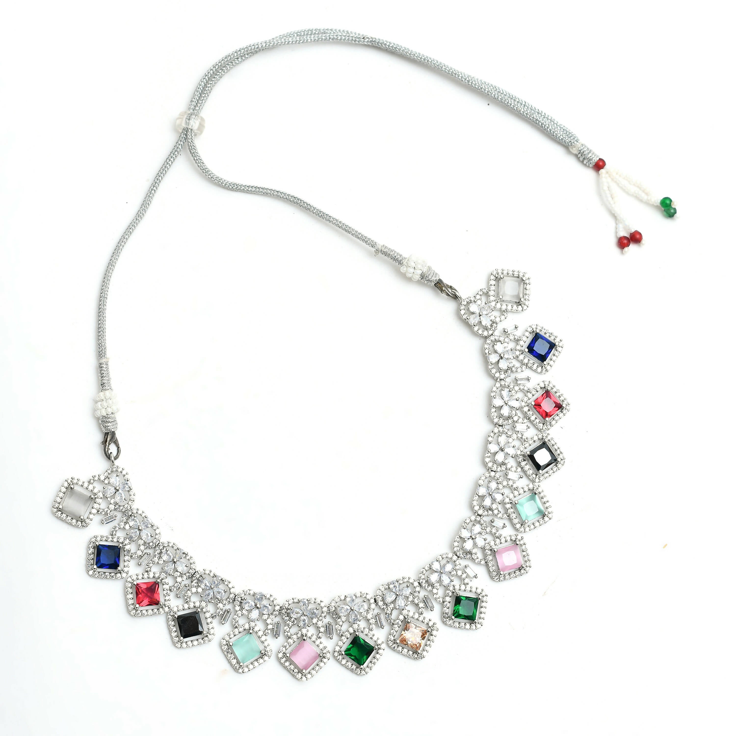 Multi-Color American Diamond Choker Necklace Set for Women